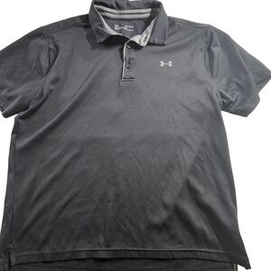 Under Armour Polo Shirt Mens XL Gray HeatGear Loose Golf Performance Casual